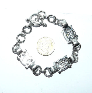 Einzelstück, Zirkonia-Glieder-Armband aus massiv 925 Silber, 3 ovale, funkelnd facettierte Zirkonia zwischen beweglichen Ösenverbindungen, sicher gehalten in 4-Krapper-Chatons, 19 cm lang, Knebelverschluß -	Einzelstücke nur erhältlich bei www.danilogold-shop.de