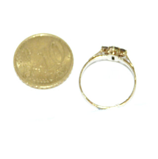 zierliches Einzelstück, antiker Granatring aus 585 Gold, runde Rosette mit 6 Böhmischen Granaten im Sternschliff & einem im Altschliff in Krappenfassungen, Ringweite 51,5, Belle Époque um 1900 - Goldschmiede Danilo