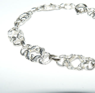 antikes Einzelstück, Biedermeier-Vintage-Armband aus 800 Silber mit floralen Gliedern + Ösenverbindungen, Länge 19 cm, Federring, um 1880 -	Unikate und Pretiosen nur erhältlich im Onlineshop der Goldschmiede Danilo!