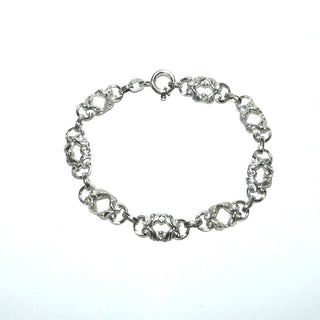 antikes Einzelstück, Biedermeier-Vintage-Armband aus 800 Silber mit floralen Gliedern + Ösenverbindungen, Länge 19 cm, Federring, um 1880 -	Unikate und Pretiosen nur erhältlich im Onlineshop der Goldschmiede Danilo!