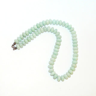 aquablaues Einzelstück, Edelsteinkette, hellblau-grüne Amazonitkette aus Linsen Durchmesser ca. 10,3 mm, Verschluß Silber-Federring, Länge 43cm, auf Seide aufgefädelt - Goldschmiede Danilo