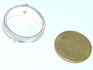 zweifarbiges Einzelstück, klassischer Bandring aus 925 Silber mit einer vergoldeten Zargenfassung, in der ein zartgelber Citrin-Cabochon in Navetteform sicher eingefaßt ist, seidenmattierte Ringschiene, Ringweite 58,5 - Einzelstücke nur erhältlich bei www.danilogold-shop.de