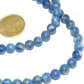 blaues Einzelstück, Edelsteinkette, Lapislazulikette, königsblaue matte Kugeln mit einem Durchmesser von 6,5 mm, Verschluß Karabiner 925 Silber, Länge 47cm, flexibel auf Stahlseide aufgefädelt - Goldschmiede Danilo
