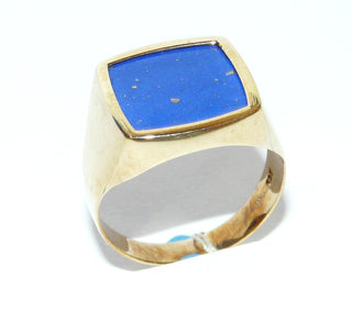 Königsblaues Einzelstück, leuchtender Lapislazuliring, klassischer Herrenring, Siegelring aus 333 Gold mit einem rekonstruierten Lapislazuli-Quadrat mit schöner Maserung, poliert, Ringweite 66,5 - Goldschmiede Danilo