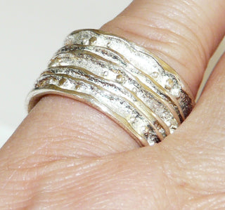 Einzelstück, breiter massiver Ring "Spurrinnen" aus 925 Silber, gleichlaufend, innen matt + weiß gesiedet mit polierte Kanten, sowie innen bombiert / abgerundet, Ringweite 52,5 -	Einzelstücke nur erhältlich bei www.danilogold-shop.de