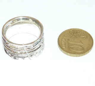 Einzelstück, breiter massiver Ring "Spurrinnen" aus 925 Silber, gleichlaufend, innen matt + weiß gesiedet mit polierte Kanten, sowie innen bombiert / abgerundet, Ringweite 52,5 -	Einzelstücke nur erhältlich bei www.danilogold-shop.de