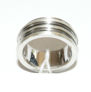 Einzelstück, Herrenring, breiter massiver Ring aus 925 Silber "gedrechselt" in verschiedenen Materialstärken mit geschwärzten Kanten, gleichlaufend, seidenmatt, innen poliert, Ringweite 61,5 -	Unikatschmuck nur erhältlich im Onlineshop von Juwelier & Goldschmiede Danilo! 
