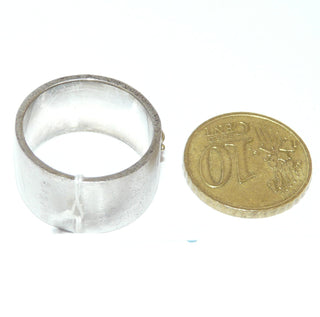 handgearbeitetes Einzelstück, breiter zweifarbiger Unikat Ring, Herrenring "Wellen" aus 925 Silber, mattiert + einer Drahtbelötung in Wellenform aus 750 Gelbgold poliert, Ringweite 56,5 -	Handgefertigtes Unikat! Nur im Onlineshop von Juwelier & Goldschmiede Danilo!