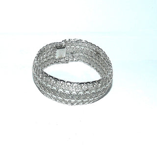 breites Einzelstück, Vintage-Armband, Teppicharmband, Glieder-Armband wirkt eher wie ein Armreif, massiv 835 Silber, 19,5 cm lang, Kastenschloß, 2 Sicherheitsacht, um 1960 -	Einzelstücke nur erhältlich bei www.danilogold-shop.de