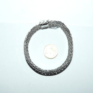 breites Einzelstück, Vintage-Armband, Teppicharmband, Glieder-Armband wirkt eher wie ein Armreif, massiv 835 Silber, 19,5 cm lang, Kastenschloß, 2 Sicherheitsacht, um 1960 -	Einzelstücke nur erhältlich bei www.danilogold-shop.de
