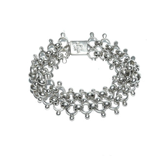 Einzelstück, breites, verspieltes Glieder-Armband aus massivem 925 Silber, Ösen + Kugeln, 20 cm lang, poliert, Kastenschloß, Mexico -	Einzelstücke nur erhältlich bei www.danilogold-shop.de