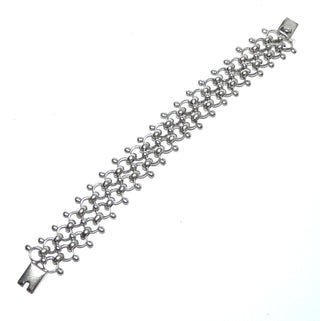 Einzelstück, breites, verspieltes Glieder-Armband aus massivem 925 Silber, Ösen + Kugeln, 20 cm lang, poliert, Kastenschloß, Mexico -	Einzelstücke nur erhältlich bei www.danilogold-shop.de