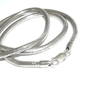 schweres Einzelstück, dicke lange Schlangenkette aus massiv 925 Silber, Schlauchkette, Herrenkette, Karabiner, Länge 63 cm, Durchmesser ca. 4,3 mm. -	Herrenschmuck in Gold & Silber nur bei www.danilogold-shop.de