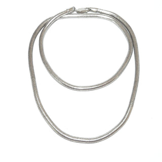 schweres Einzelstück, dicke lange Schlangenkette aus massiv 925 Silber, Schlauchkette, Herrenkette, Karabiner, Länge 63 cm, Durchmesser ca. 4,3 mm. -	Herrenschmuck in Gold & Silber nur bei www.danilogold-shop.de