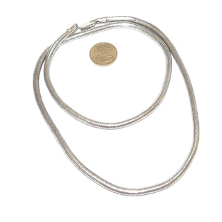 schweres Einzelstück, dicke lange Schlangenkette aus massiv 925 Silber, Schlauchkette, Herrenkette, Karabiner, Länge 63 cm, Durchmesser ca. 4,3 mm. -	Herrenschmuck in Gold & Silber nur bei www.danilogold-shop.de