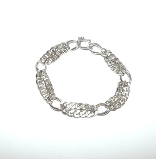 doppelreihiges Einzelstück, Panzerarmband, Gliederarmband aus 925 Silber, 18 cm lang, umgebautes Kettenglied als Verschluß mit Sicherheitsacht zu schließen, dadurch eine endlose Wirkung - Goldschmiede Danilo