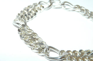 doppelreihiges Einzelstück, Panzerarmband, Gliederarmband aus 925 Silber, 18 cm lang, umgebautes Kettenglied als Verschluß mit Sicherheitsacht zu schließen, dadurch eine endlose Wirkung - Goldschmiede Danilo