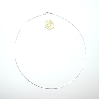 Einzelstück, dünner Omega-Halsreifen, Omegakette aus 925 Silber, flexibler Halsreifen, Karabiner-Verschluß, 45 cm lang, Durchmesser ca. 1,25 mm, zart für kleine Anhängerösen - Goldschmiede Danilo