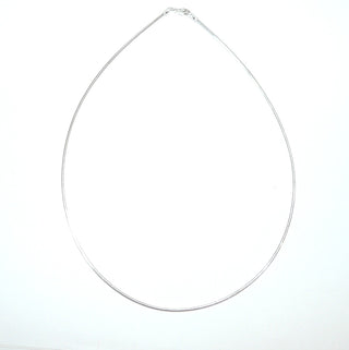 dünner Omega-Halsreifen aus 925 Silber, flexibler Halsreifen mit Karabiner-Verschluß, 45 cm & 42 cm, Durchmesser ca. 1,5 mm, besonders geeignet für kleine Anhängerösen / Öffnungen - Goldschmiede Danilo
