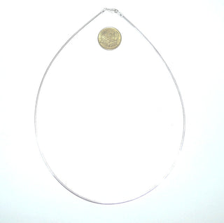 dünner Omega-Halsreifen aus 925 Silber, flexibler Halsreifen mit Karabiner-Verschluß, 45 cm & 42 cm, Durchmesser ca. 1,5 mm, besonders geeignet für kleine Anhängerösen / Öffnungen - Goldschmiede Danilo
