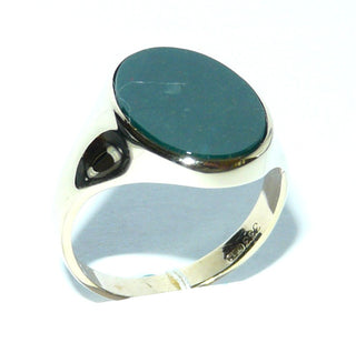 Einzelstück, dunkelgrüner Heliotrop-Ring, klassischer Herrenring aus massivem 333 Gold, intensiv dunkelgrüne, ovale Steinplatte, poliert, Ringweite 64 -	Einzelstücke nur erhältlich bei www.danilogold-shop.de