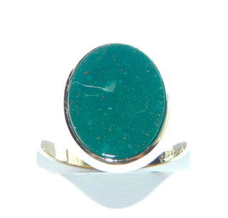 Einzelstück, dunkelgrüner Heliotrop-Ring, klassischer Herrenring aus massivem 333 Gold, intensiv dunkelgrüne, ovale Steinplatte, poliert, Ringweite 64 -	Einzelstücke nur erhältlich bei www.danilogold-shop.de