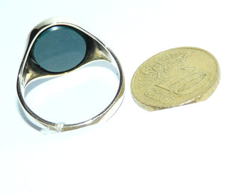 Einzelstück, dunkelgrüner Heliotrop-Ring, klassischer Herrenring aus massivem 333 Gold, intensiv dunkelgrüne, ovale Steinplatte, poliert, Ringweite 64 -	Einzelstücke nur erhältlich bei www.danilogold-shop.de