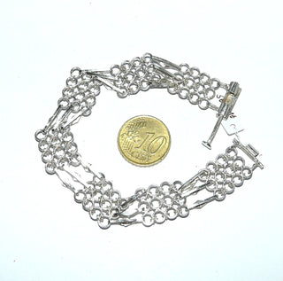 Einzelstück, filigranes, funkelndes Armband aus 925 Silber mit Elementen mit Kreis-Design + Stegen, Schiebeverschluß, Länge 19,5 cm, Breite 13,5 cm. - Nur erhältlich im Onlineshop von Juwelier & Goldschmiede Danilo!