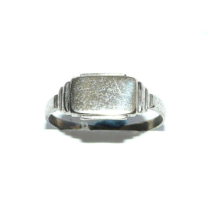 Vintage-Einzelstück, Silberring, flacher Herrenring, rechteckiger Siegelring quer mit Treppenstufen poliert, Ringweite 57, Art Deco um 1930 - Goldschmiede Danilo