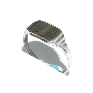 Vintage-Einzelstück, Silberring, flacher Herrenring, rechteckiger Siegelring quer mit Treppenstufen poliert, Ringweite 57, Art Deco um 1930 - Goldschmiede Danilo