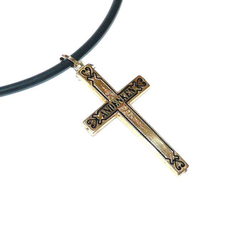 antikes Einzelstück, großer Vintage-Kreuz-Anhänger aus der Gründerzeit, Trauerkreuz aus 585 Gold, schwarzes Emaille mit dem Schriftzug Andenken, gravierte Oberfläche, poliert, um 1900, auch als Herrenanhänger geeignet -	Vintage-Schmuck nur im Onlineshop von danilogold!