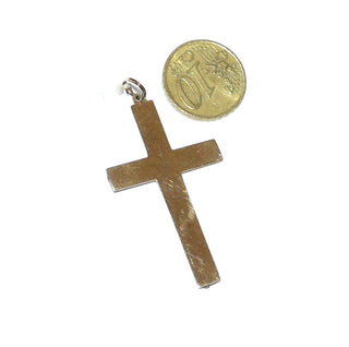 antikes Einzelstück, großer Vintage-Kreuz-Anhänger aus der Gründerzeit, Trauerkreuz aus 585 Gold, schwarzes Emaille mit dem Schriftzug Andenken, gravierte Oberfläche, poliert, um 1900, auch als Herrenanhänger geeignet -	Vintage-Schmuck nur im Onlineshop von danilogold!