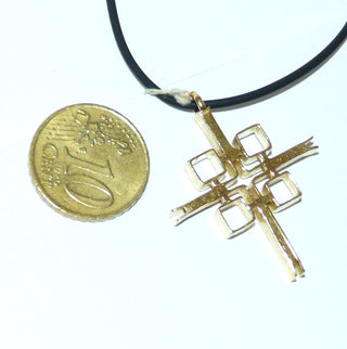 handgefertigtes Unikat, großer massiver Kreuz-Anhänger aus 750 Gold, gleichlaufende Doppel-Streben mit geöffnete Enden + 4 Quadraten, geschweißte, strukturierte Seitenflächen, Schlaufe-	Handgefertigtes Unikat! Nur im Onlineshop von Juwelier & Goldschmiede Danilo!