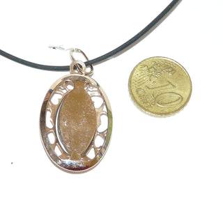 Einzelstück, Unikat-Opal-Anhänger, bläulich-grün schillernder, lang-ovaler, australischer Matrix-Opal-Cabochon, umrahmt mit einem Spiegel aus 585 Rosé-Gold, zarte Einfassung mit ausgesägten Herz-Elementen -	Einzelstücke nur erhältlich bei www.danilogold-shop.de