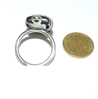 handgefertigtes Einzelstück, großer Falkenauge-Silberring aus 925 Silber poliert + ein runder, funkelnd facettierter Zitrin in Zargenfassung auf Runddraht Ringschiene, sitzt wie Ringweite 61 -	Handgefertigtes Unikat! Nur im Onlineshop von Juwelier & Goldschmiede Danilo!
