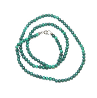 grünes Einzelstück, Edelsteinkette, Malachitkette mit schöner Maserung, Kugelkette 4 mm, Verschluß Silber Federring, Länge 53cm, auf Seide aufgefädelt - Goldschmiede Danilo