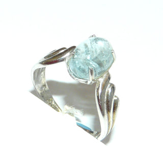 hellblaues, handgefertigtes Einzelstück, Unikat-Aquamarin-Silberring aus 925 Silber, poliert mit einem Aquamarin-Cabochon mit schönen natürlichen Einschlüssen, gehalten in Krappenfassung, Ringweite 58,5 - Goldschmiede Danilo