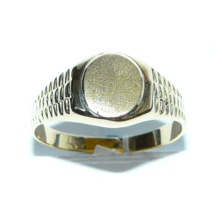 Einzelstück, klassischer Herrenring, ovaler Siegelring aus 585 Gold, für Gravuren geeignet, Seitenflächen gemustert, poliert + Gravurfläche seidenmatt, Ringweite 69 -	Nur erhältlich bei www.danilogold-shop.de