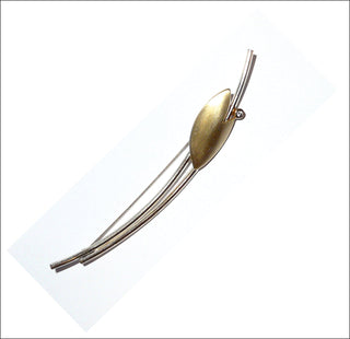 geradliniges Einzelstück, lange Stab-Nadel aus 925 Silber teilvergoldet, stilisierte Tulpenknospe mit einem funkelnd facettierten Zirkonia als Brillant-Replik, Länge ca. 11,5 cm - Nur erhältlich im Onlineshop von Juwelier & Goldschmiede Danilo!