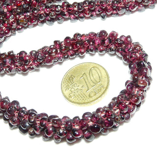 Einzelstück, lange, dicke, gedrehte Granat-Kette mit einer Gesamtlänge von 76 cm, kein Verschluß im typischen modernen Granat-Rot - Einzelstücke nur erhältlich bei www.danilogold-shop.de