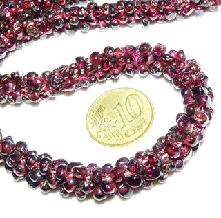 Einzelstück, lange, dicke, gedrehte Granat-Kette mit einer Gesamtlänge von 76 cm, endlos ohne Verschluß, im typischen modernen Granat-Rot - Einzelstücke nur erhältlich bei www.danilogold-shop.de