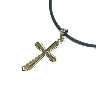 schlichtes Einzelstück, Kreuz-Anhänger aus 585 Gold, gradlinige, konisch zulaufende, geriefte + polierte Streben sowie mit dreieckig zulaufenden Enden, Dreieckschlaufe -	Unikate und Pretiosen nur erhältlich im Onlineshop der Goldschmiede Danilo!