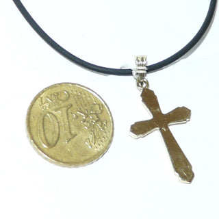 schlichtes Einzelstück, Kreuz-Anhänger aus 585 Gold, gradlinige, konisch zulaufende, geriefte + polierte Streben sowie mit dreieckig zulaufenden Enden, Dreieckschlaufe -	Unikate und Pretiosen nur erhältlich im Onlineshop der Goldschmiede Danilo!