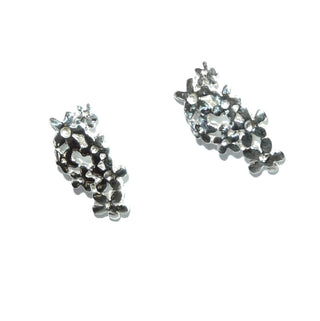 Einzelstücke, längliche Ohrstecker "Vergissmeinnicht-Strauß" aus 925 Silber poliert, luftig durch feine Durchbrüche.  -	Einzelstücke nur erhältlich bei www.danilogold-shop.de