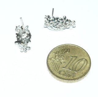 Einzelstücke, längliche Ohrstecker "Vergissmeinnicht-Strauß" aus 925 Silber poliert, luftig durch feine Durchbrüche.  -	Einzelstücke nur erhältlich bei www.danilogold-shop.de