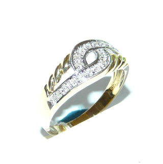 luftiges Einzelstück, Diamantring, Antragsring, Verlobungsring aus 585 Gold mit Durchbrüchen & Kordeldesign, 20 Diamanten von zusammen 0,08 Karat im rhodinierten Pavé gefaßt, Ringweite 59, poliert - Goldschmiede Danilo