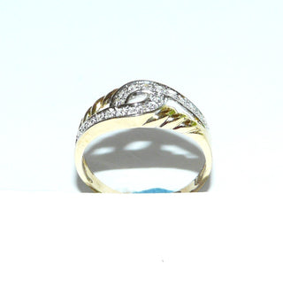 luftiges Einzelstück, Diamantring, Antragsring, Verlobungsring aus 585 Gold mit Durchbrüchen & Kordeldesign, 20 Diamanten von zusammen 0,08 Karat im rhodinierten Pavé gefaßt, Ringweite 59, poliert - Goldschmiede Danilo