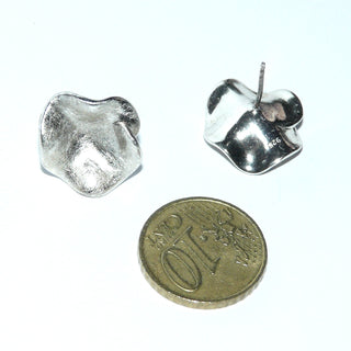 Einzelstücke, mittelgroße, runde Ohrstecker aus 925 Silber "Blütenschale", aufgewölbte Schale mit polierten Kanten + innen eismattiert. -	Einzelstücke nur erhältlich bei www.danilogold-shop.de
