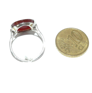 ovales Einzelstück, Karneolring aus 925 Silber poliert, schlichter Silberring mit einer breitovalen Karneol-Platte, mit 2 breiten Krappen gehalten, Ringweite 55 - Goldschmiede Danilo