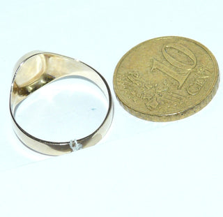 Einzelstück, ovaler klassischer Herrenring, Siegelring aus 333 Gold, poliert + Musterung auf dem Oval, Ringweite 54,5 -	Einzelstücke nur erhältlich bei www.danilogold-shop.de
